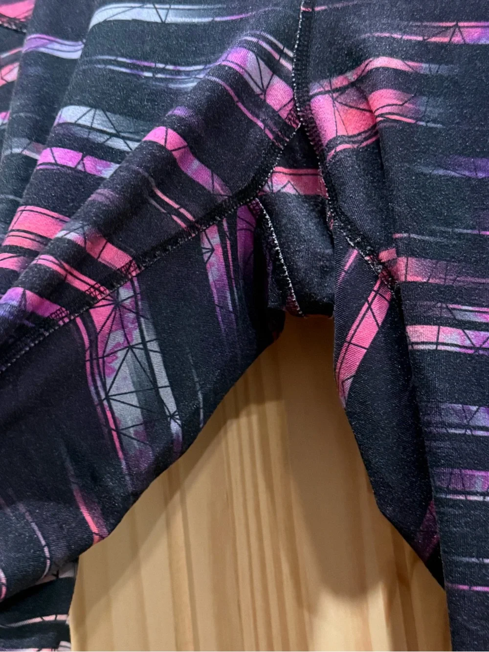 Women's Black Active Leggings with Pink & Purple Stripe Legging
